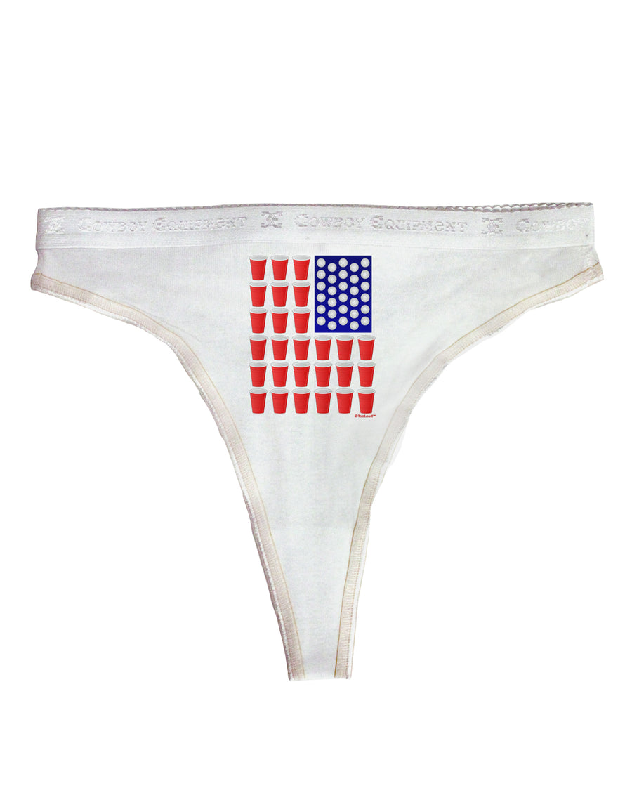 Beer Pong Flag Womens Thong Underwear-Womens Thong-TooLoud-White-X-Small-Davson Sales