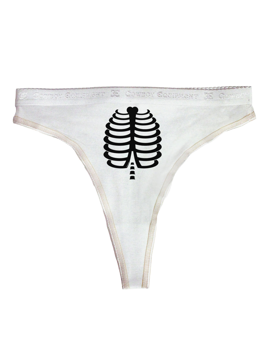 Black Skeleton Ribcage Halloween Womens Thong Underwear-Womens Thong-TooLoud-White-X-Small-Davson Sales