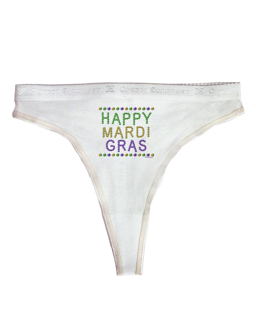 Happy Mardi Gras Beads Womens Thong Underwear-Womens Thong-TooLoud-White-X-Small-Davson Sales