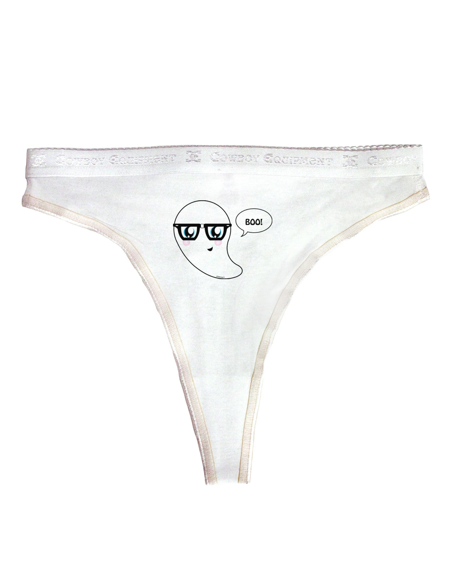 Cute Nerd Ghost Boo Halloween Womens Thong Underwear