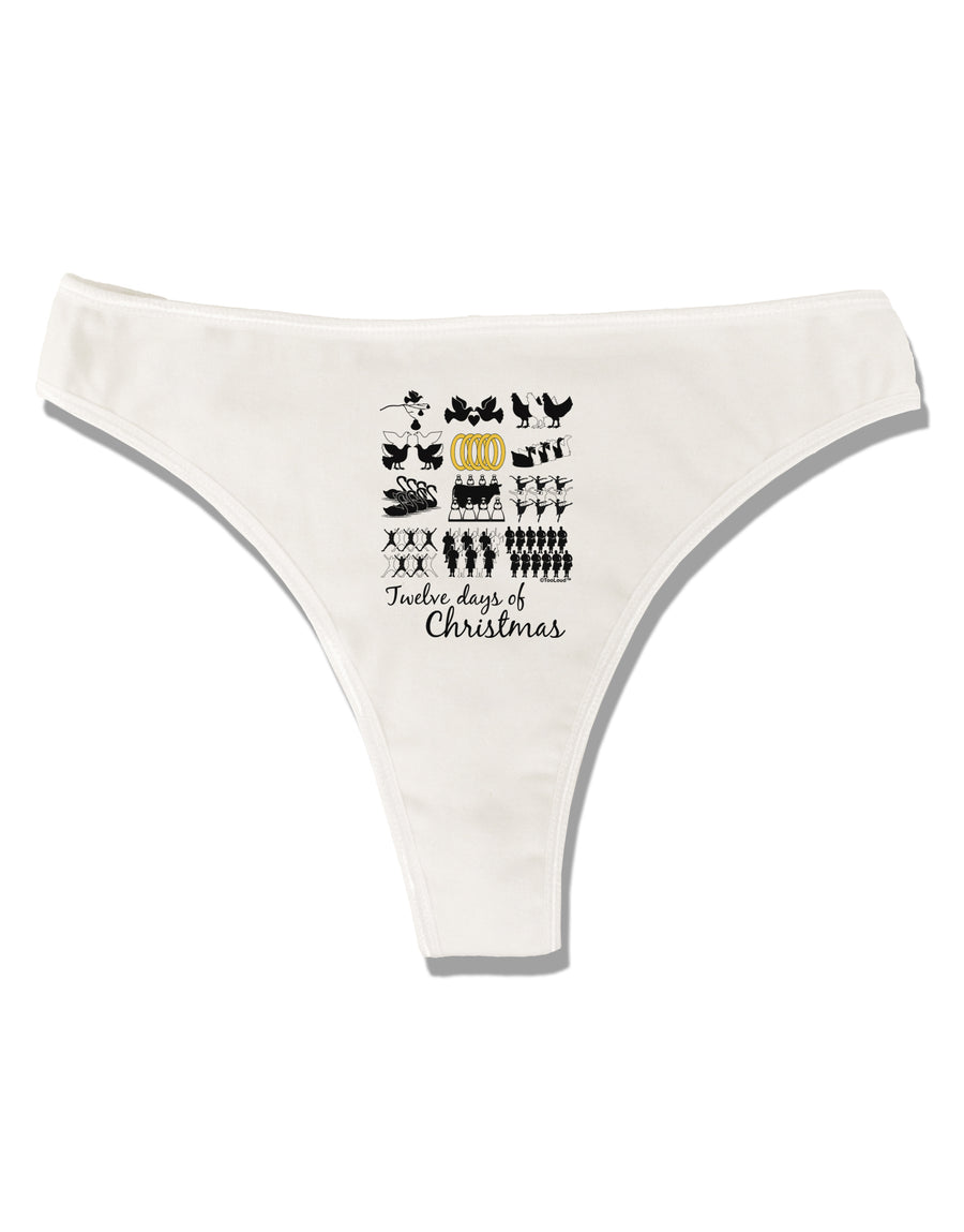 12 Days of Christmas Text Color Womens Thong Underwear-Womens Thong-TooLoud-White-X-Small-Davson Sales