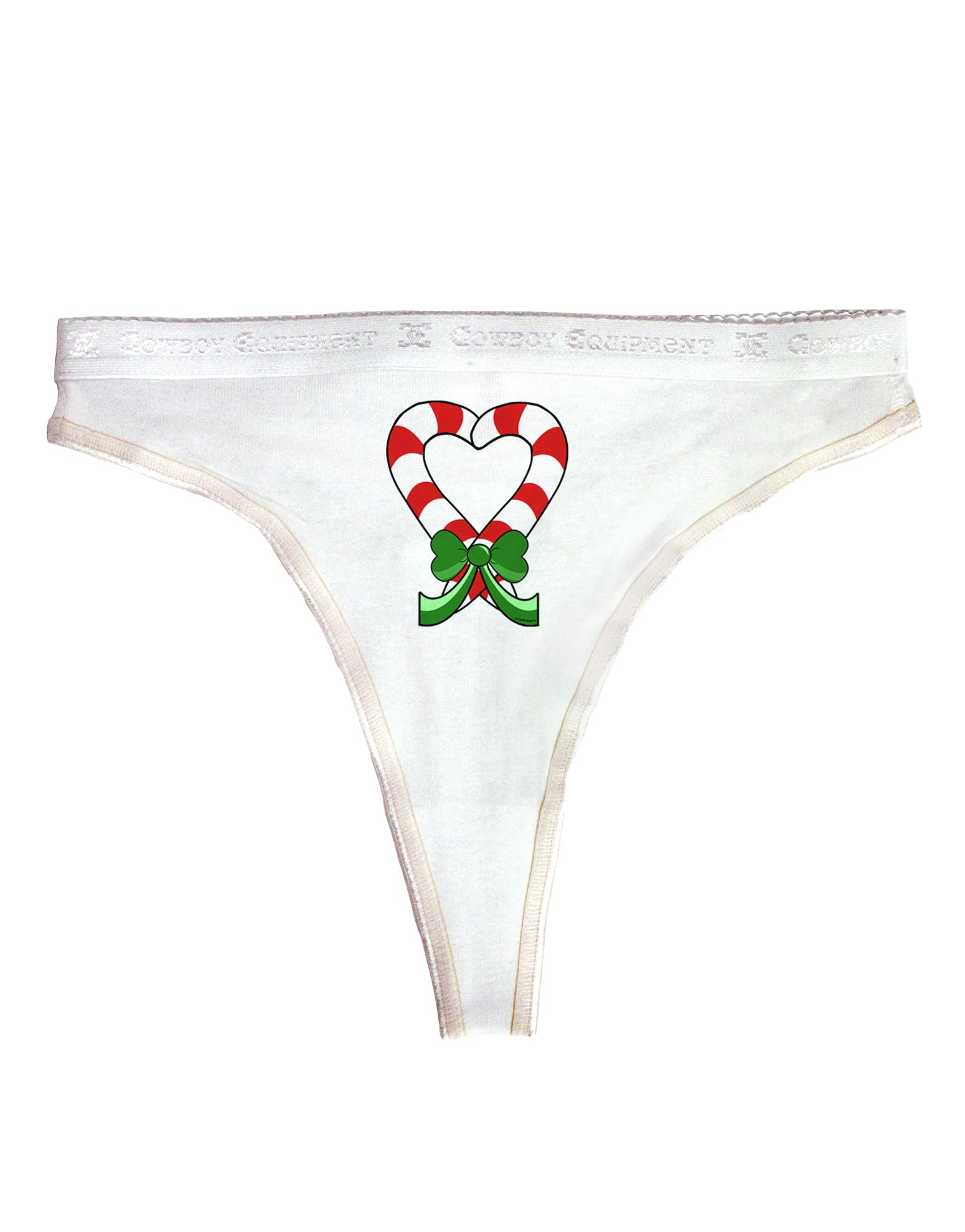 Candy Cane Heart Christmas Womens Thong Underwear