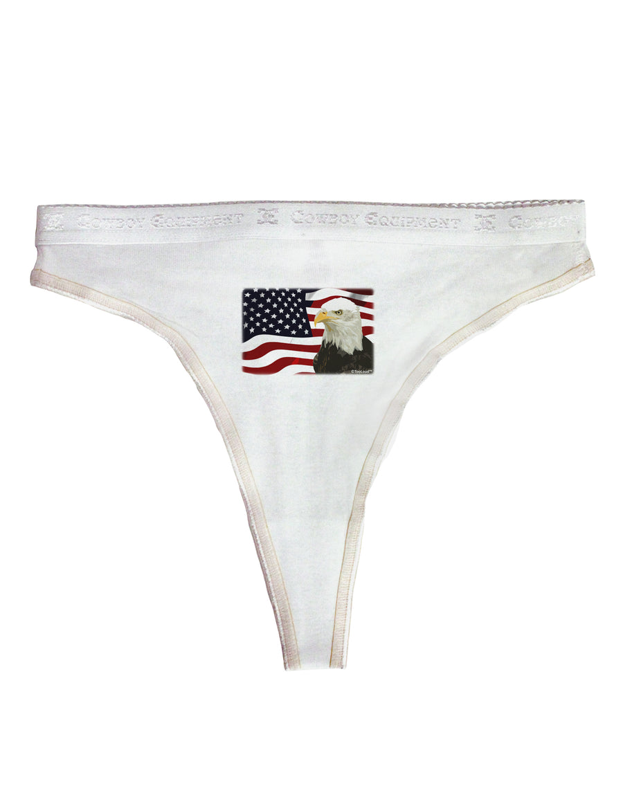 Patriotic USA Flag with Bald Eagle Womens Thong Underwear by TooLoud-Womens Thong-TooLoud-White-X-Small-Davson Sales