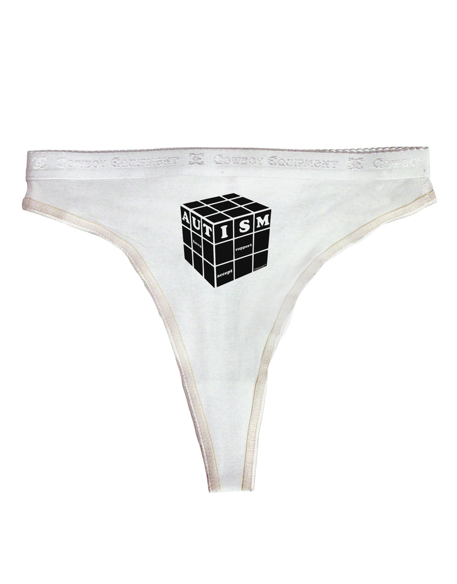 Autism Awareness - Cube B & W Womens Thong Underwear-Womens Thong-TooLoud-White-X-Small-Davson Sales