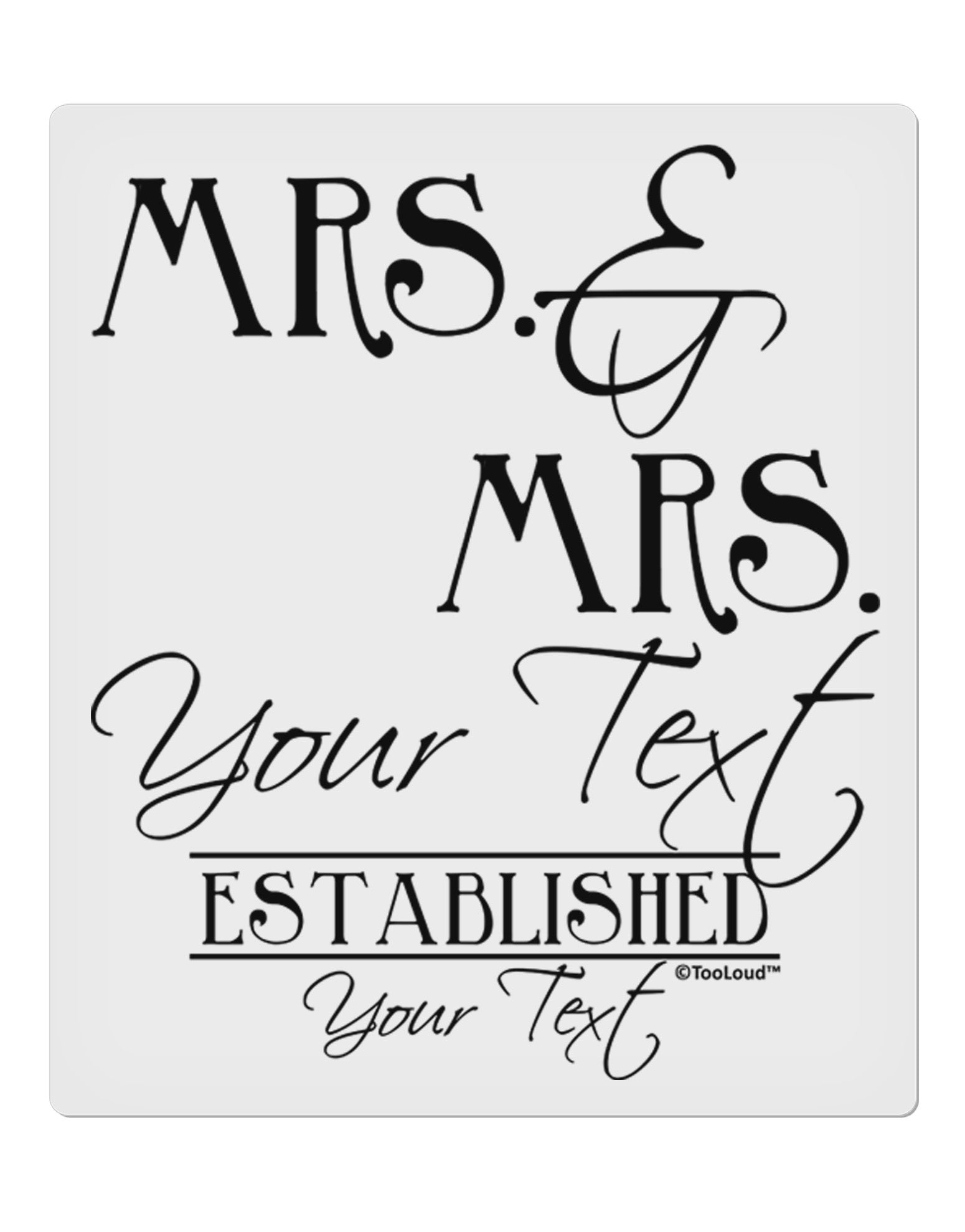 Personalized Mrs and Mrs Lesbian Wedding - Name- Established -Date