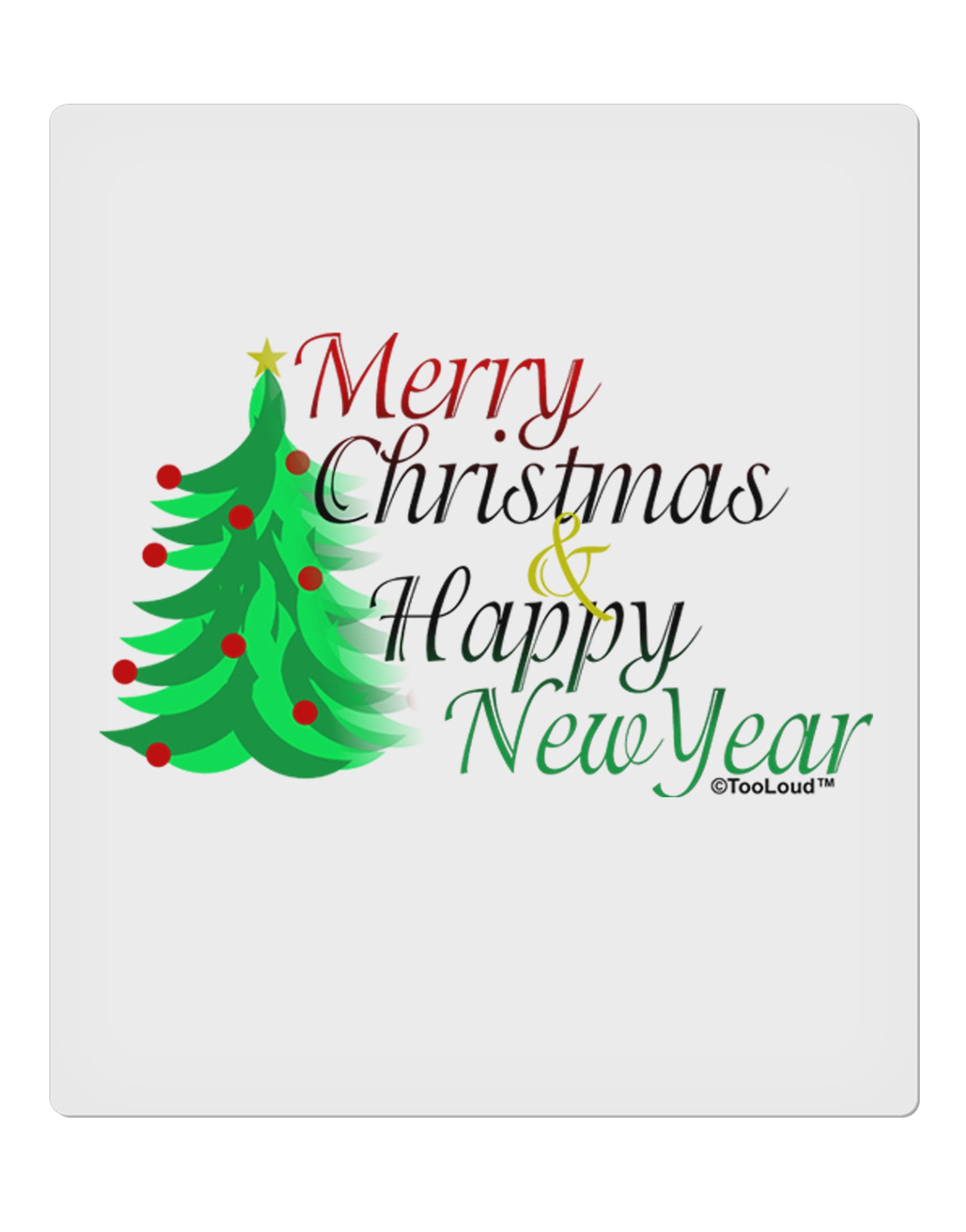 Merry Christmas & Happy New Year 9 x 10.5" Rectangular Static Wal