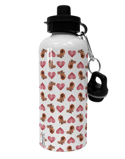 Pomeranian Hearts AOP Aluminum 600ml Water Bottle All Over Print-Water Bottles-TooLoud-White-Davson Sales