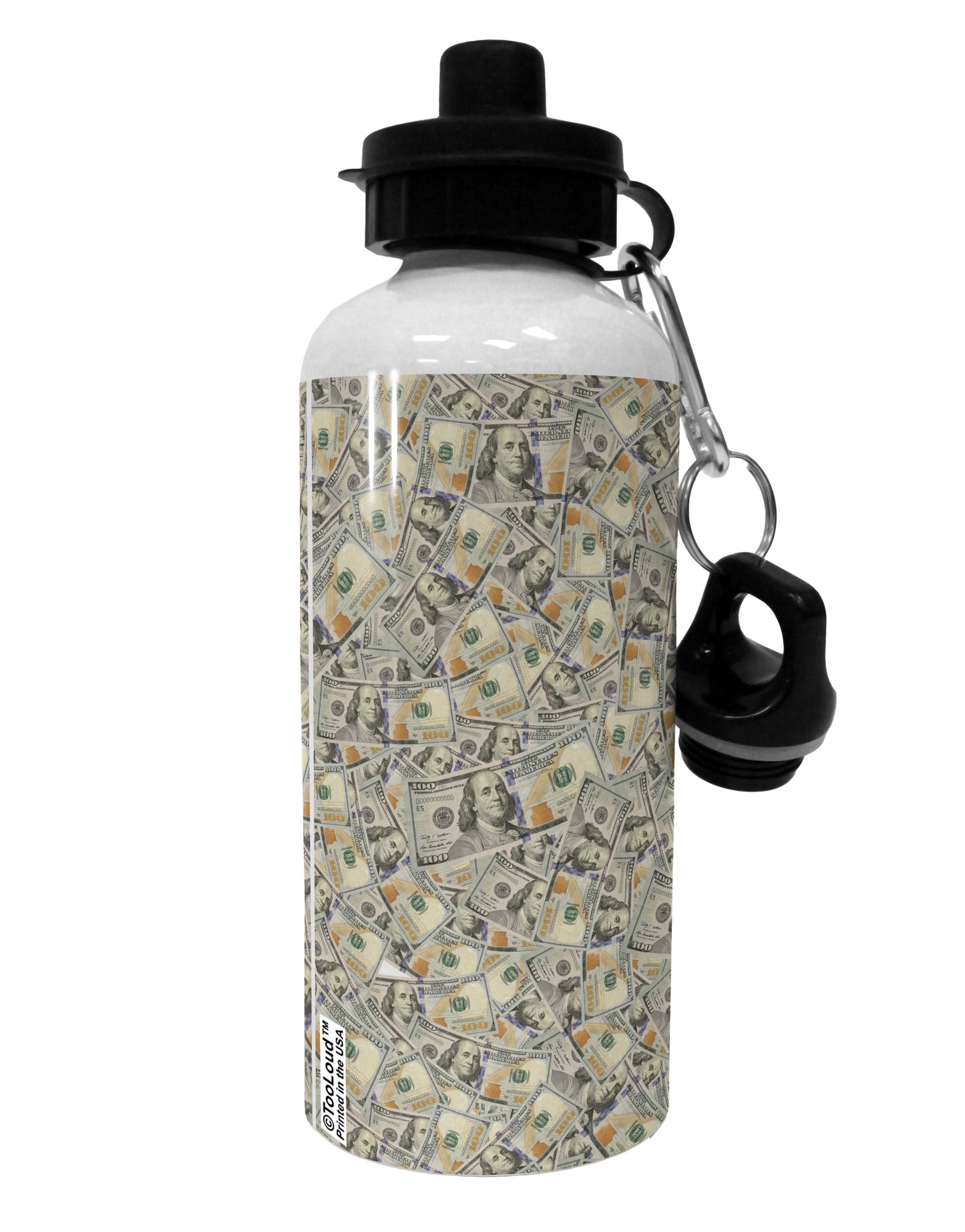 Benjamins Aluminum 600ml Water Bottle All Over Print by TooLoud-Water Bottles-TooLoud-White-Davson Sales