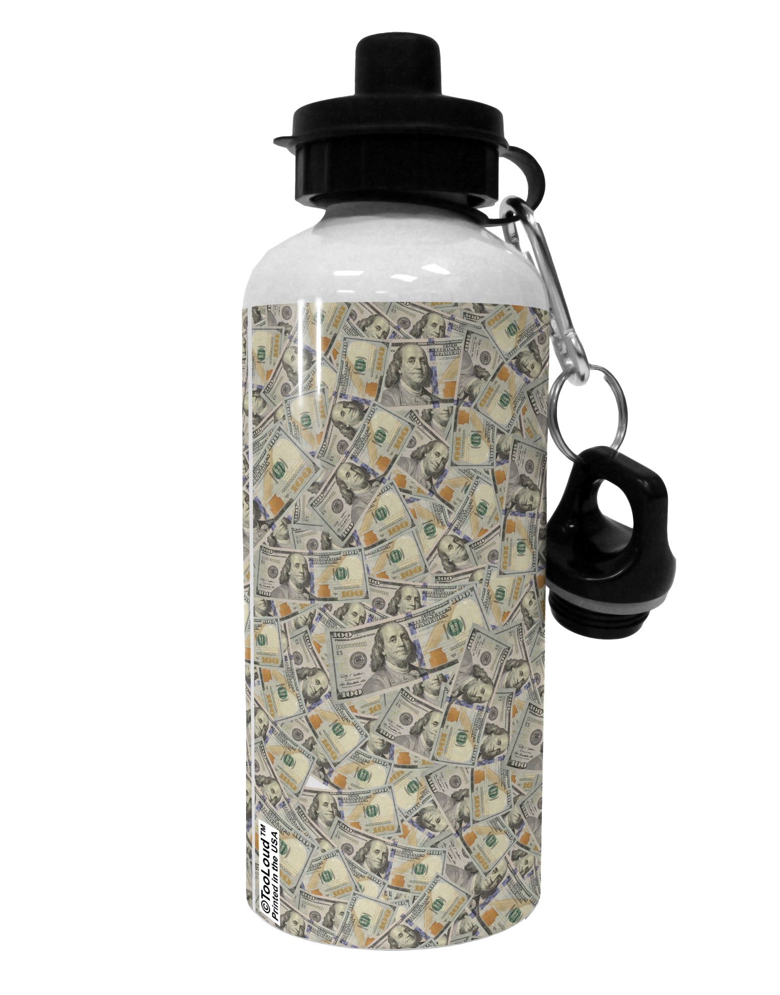 Benjamins Aluminum 600ml Water Bottle All Over Print by TooLoud-Water Bottles-TooLoud-White-Davson Sales
