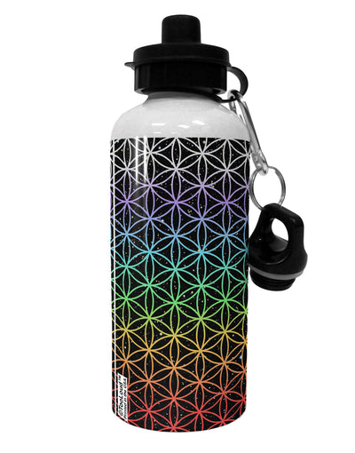 Chakra Colors Flower of Life Aluminum 600ml Water Bottle All Over Print-Water Bottles-TooLoud-White-Davson Sales