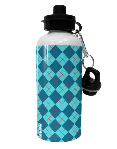 Blue Argyle AOP Aluminum 600ml Water Bottle All Over Print by TooLoud-Water Bottles-TooLoud-White-Davson Sales