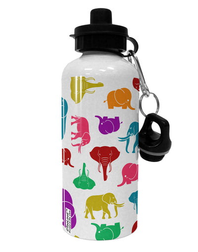 Colorful Elephants AOP Aluminum 600ml Water Bottle All Over Print-Water Bottles-TooLoud-White-Davson Sales