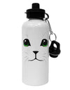 Green-Eyed Cute Cat Face Aluminum 600ml Water Bottle-Water Bottles-TooLoud-White-Davson Sales