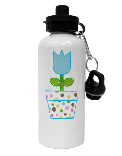 Easter Tulip Design - Blue Aluminum 600ml Water Bottle by TooLoud-Water Bottles-TooLoud-White-Davson Sales