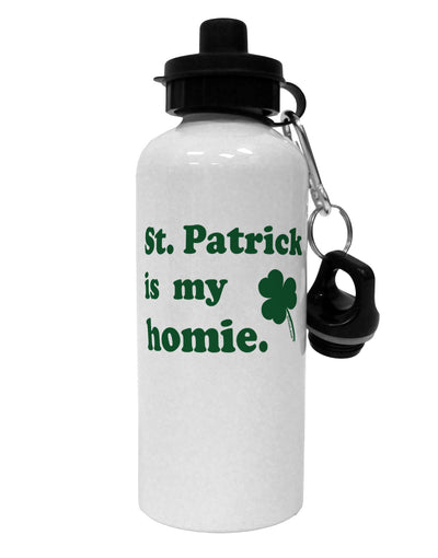 St Patrick is my Homie Aluminum 600ml Water Bottle-Water Bottles-TooLoud-White-Davson Sales