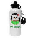 Happy Huladays Christmas Penguin - Red and Green Aluminum 600ml Water Bottle-Water Bottles-TooLoud-White-Davson Sales