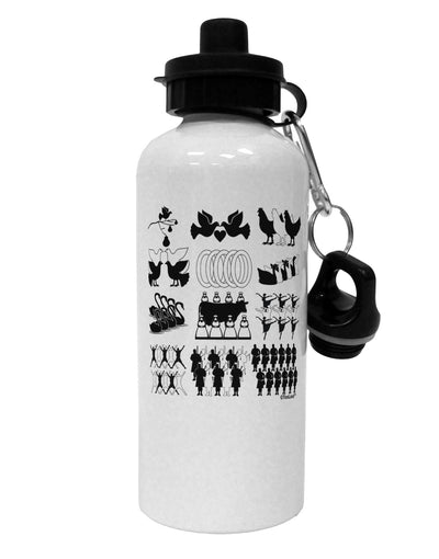 Twelve Days of Christmas Aluminum 600ml Water Bottle-Water Bottles-TooLoud-White-Davson Sales