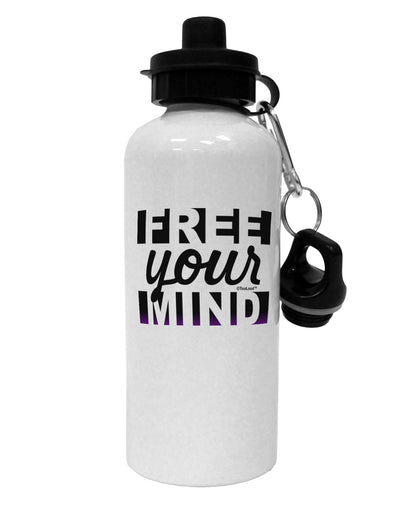 Free Your Mind Text Aluminum 600ml Water Bottle-Water Bottles-TooLoud-White-Davson Sales