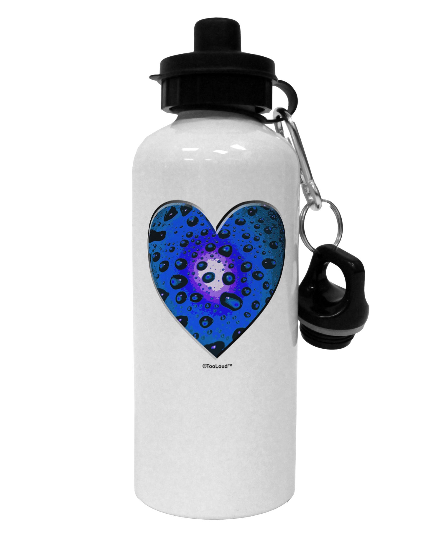 Water Droplet Heart Blue Aluminum 600ml Water Bottle by TooLoud-Water Bottles-TooLoud-White-Davson Sales