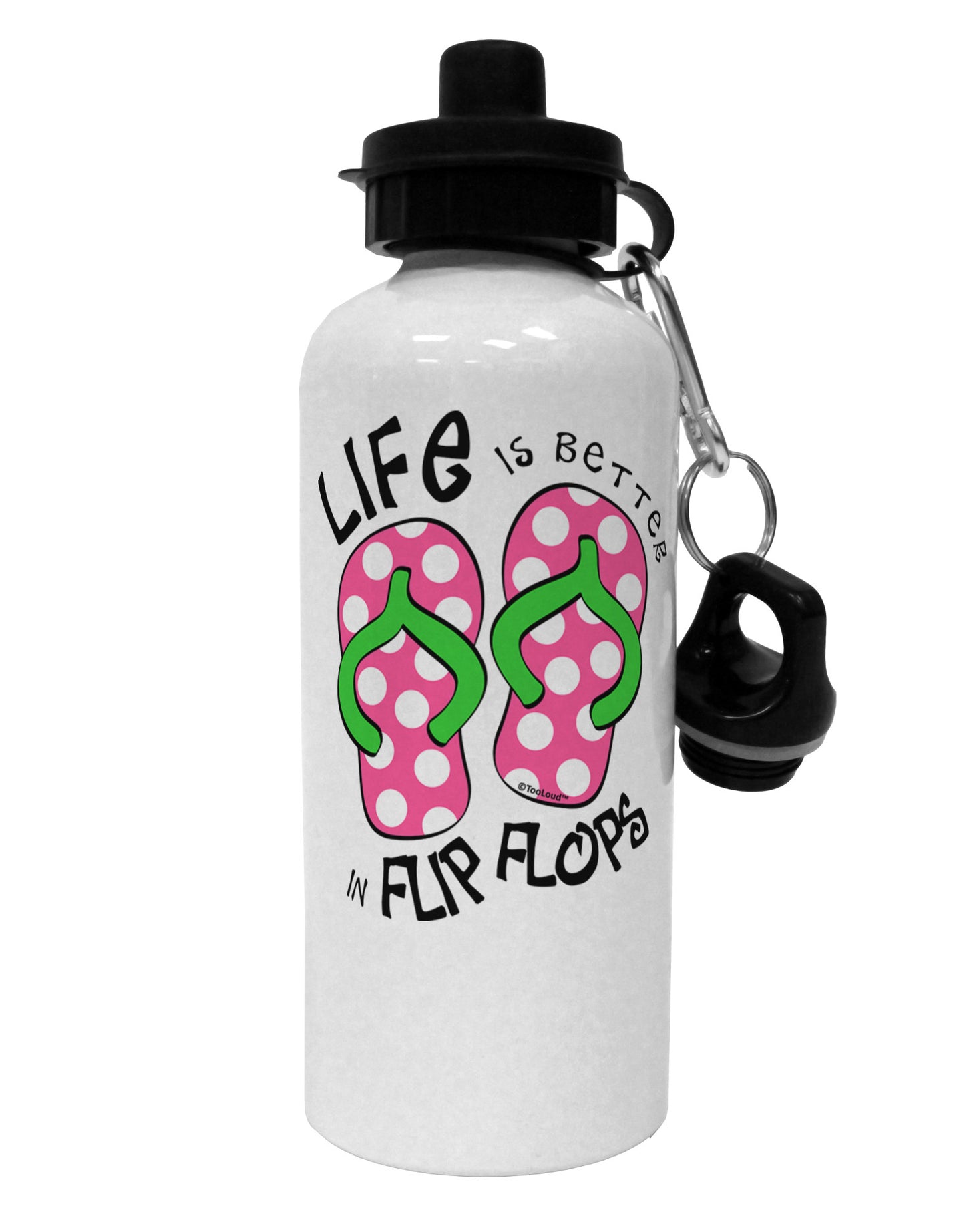 Life is Better in Flip Flops - Pink and Green Aluminum 600ml Water Bottle-Water Bottles-TooLoud-White-Davson Sales
