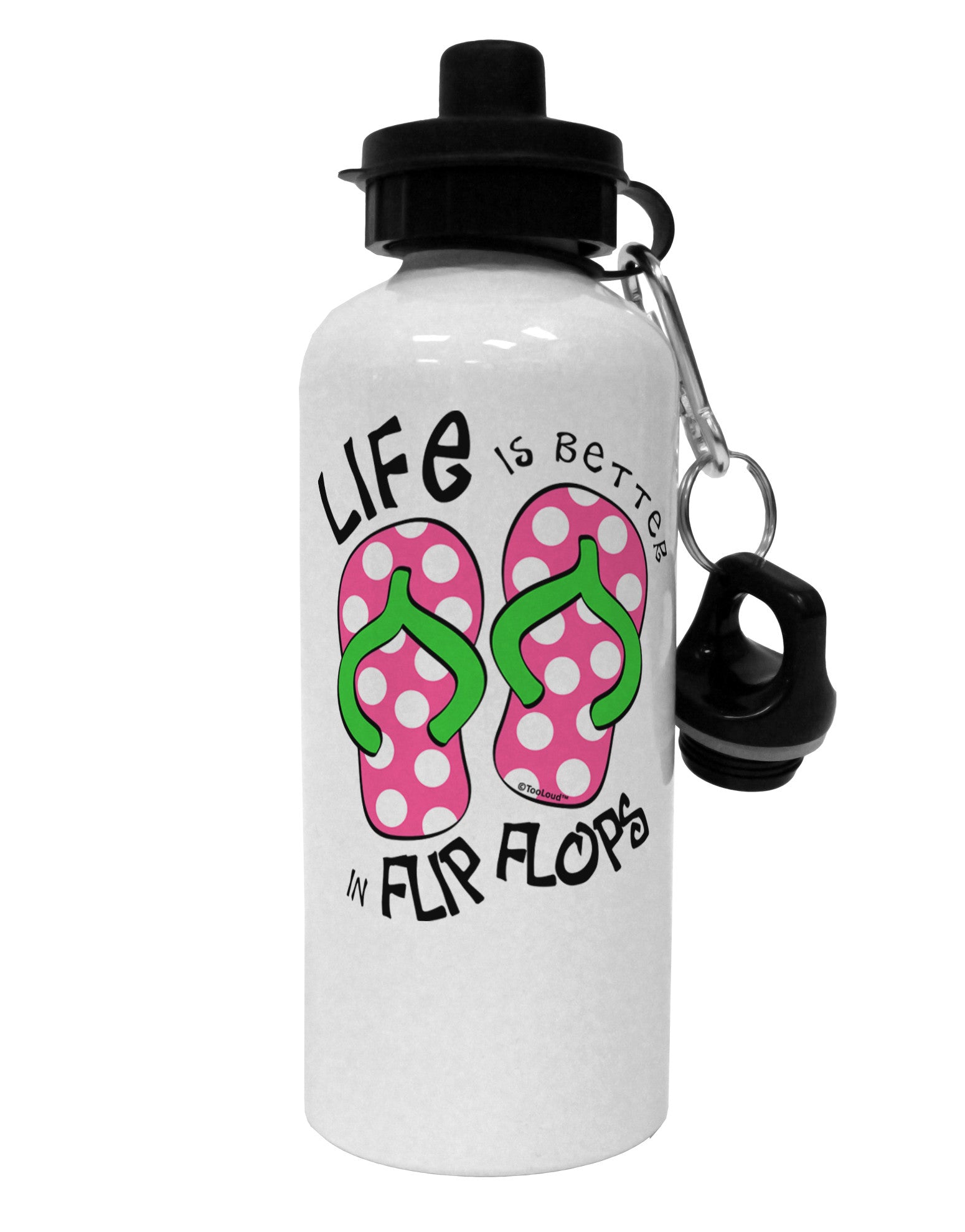 Life is Better in Flip Flops - Pink and Green Aluminum 600ml Water Bottle-Water Bottles-TooLoud-White-Davson Sales