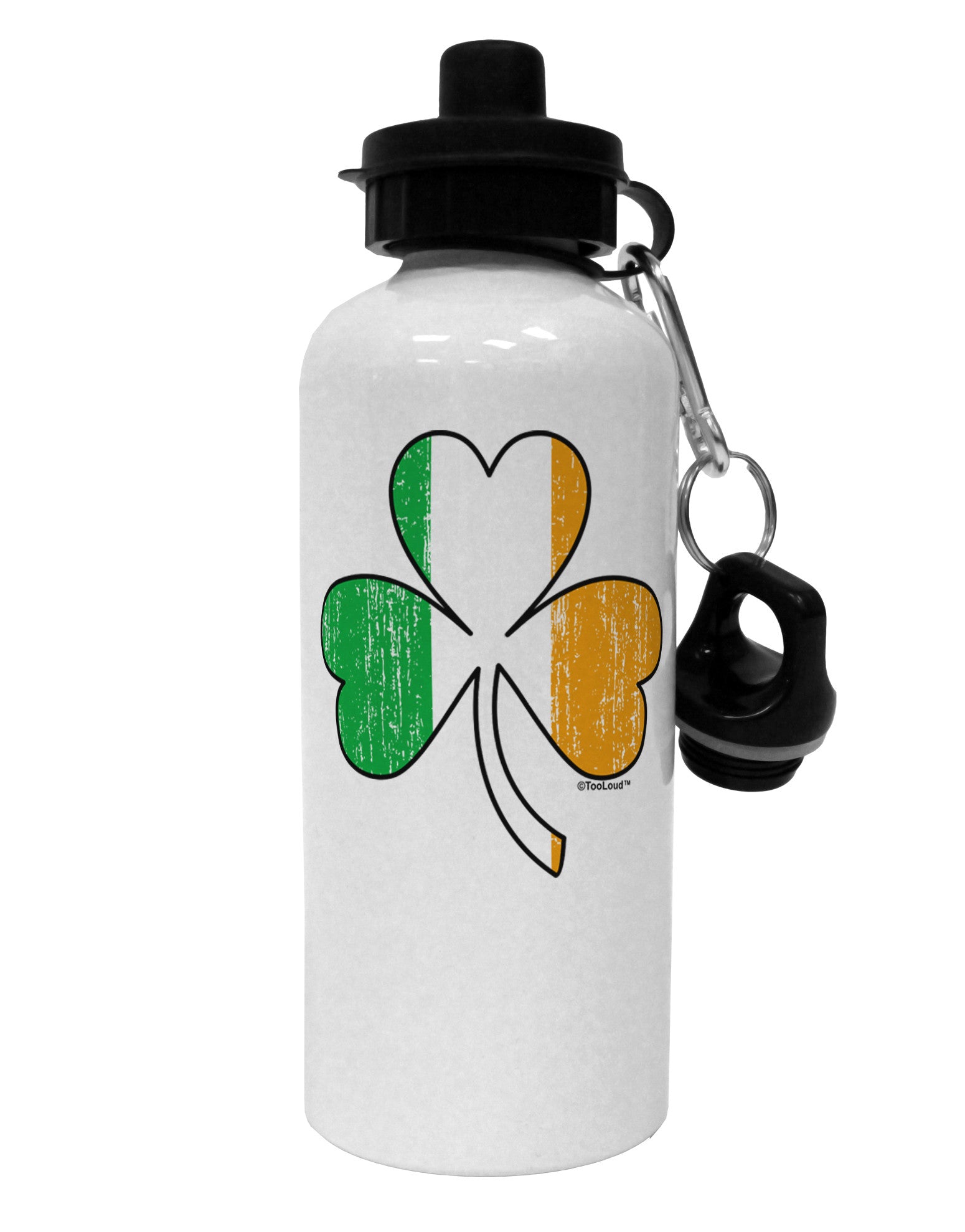 Irish Flag - Shamrock Distressed Aluminum 600ml Water Bottle by TooLoud-Water Bottles-TooLoud-White-Davson Sales