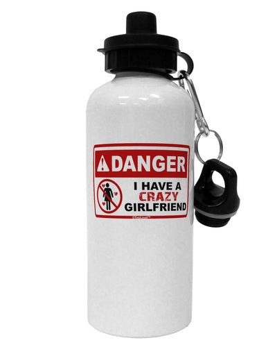 Danger - Crazy Girlfriend Aluminum 600ml Water Bottle-Water Bottles-TooLoud-White-Davson Sales