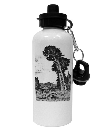 Colorado Landscape Watercolor BW Aluminum 600ml Water Bottle-Water Bottles-TooLoud-White-Davson Sales