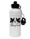 Four Calling Birds Text Aluminum 600ml Water Bottle-Water Bottles-TooLoud-White-Davson Sales