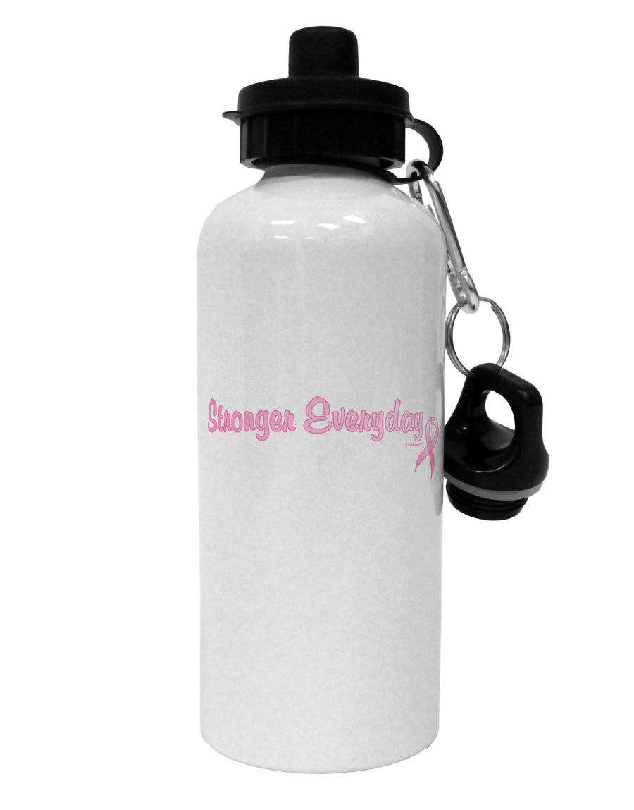 Stronger Everyday Breast Cancer Awareness Ribbon Aluminum 600ml Water Bottle-Water Bottles-TooLoud-White-Davson Sales