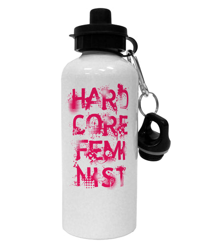 Hardcore Feminist - Pink Aluminum 600ml Water Bottle-Water Bottles-TooLoud-White-Davson Sales