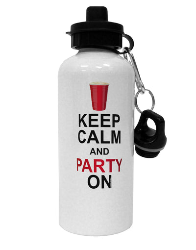 Keep Calm - Party Beer Aluminum 600ml Water Bottle-Water Bottles-TooLoud-White-Davson Sales