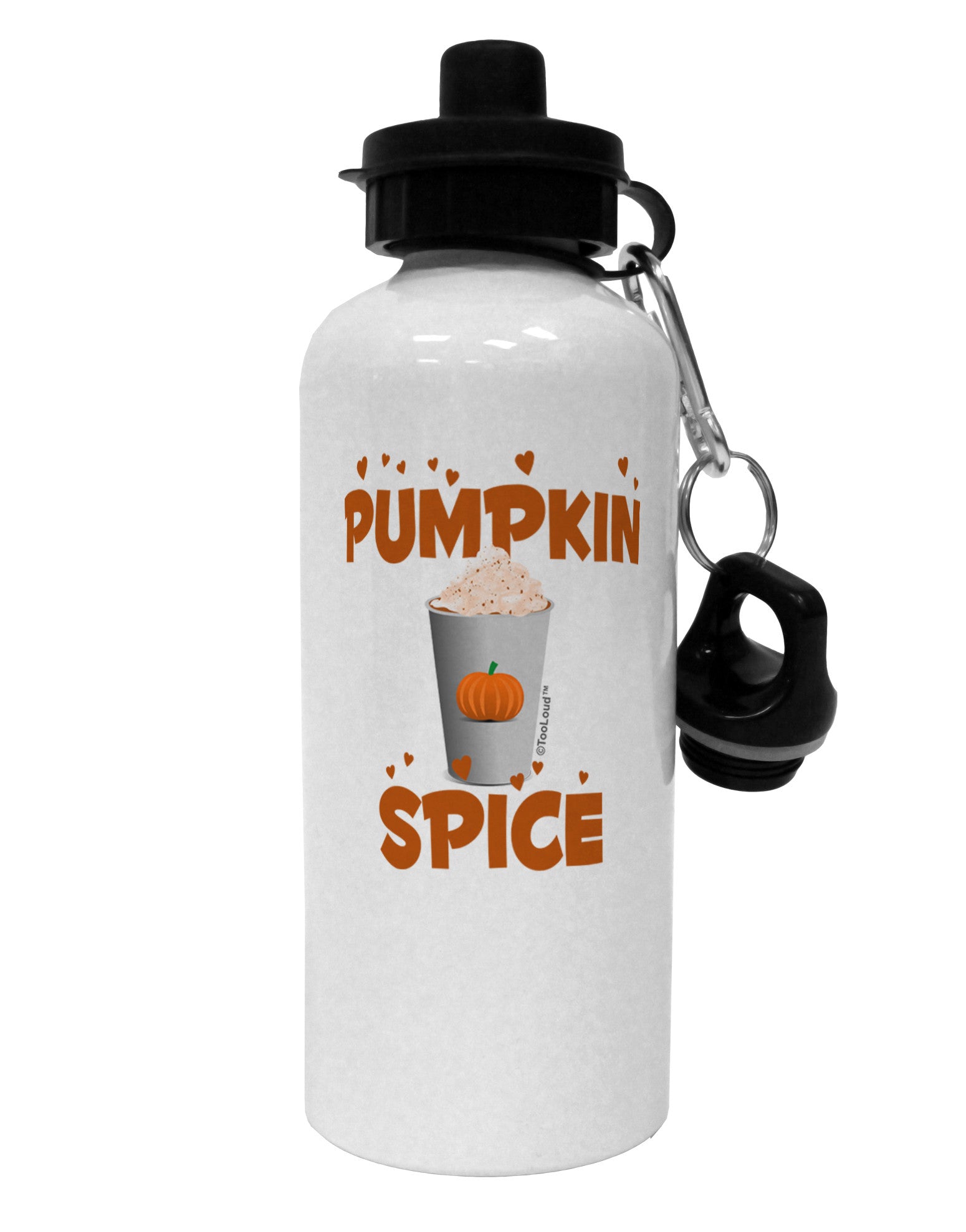 Pumpkin Spice Latte Hearts Aluminum 600ml Water Bottle-Water Bottles-TooLoud-White-Davson Sales