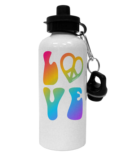 Peace and Love - Peace Heart Love Aluminum 600ml Water Bottle-Water Bottles-TooLoud-White-Davson Sales