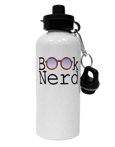 Book Nerd Aluminum 600ml Water Bottle-Water Bottles-TooLoud-White-Davson Sales