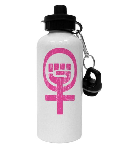 Pink Distressed Feminism Symbol Aluminum 600ml Water Bottle-Water Bottles-TooLoud-White-Davson Sales