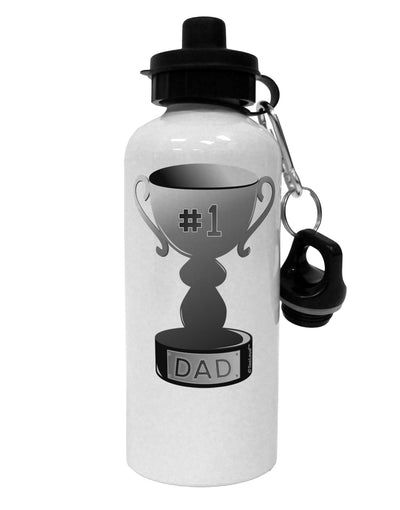 Number One Dad Trophy - Grayscale Aluminum 600ml Water Bottle-Water Bottles-TooLoud-White-Davson Sales