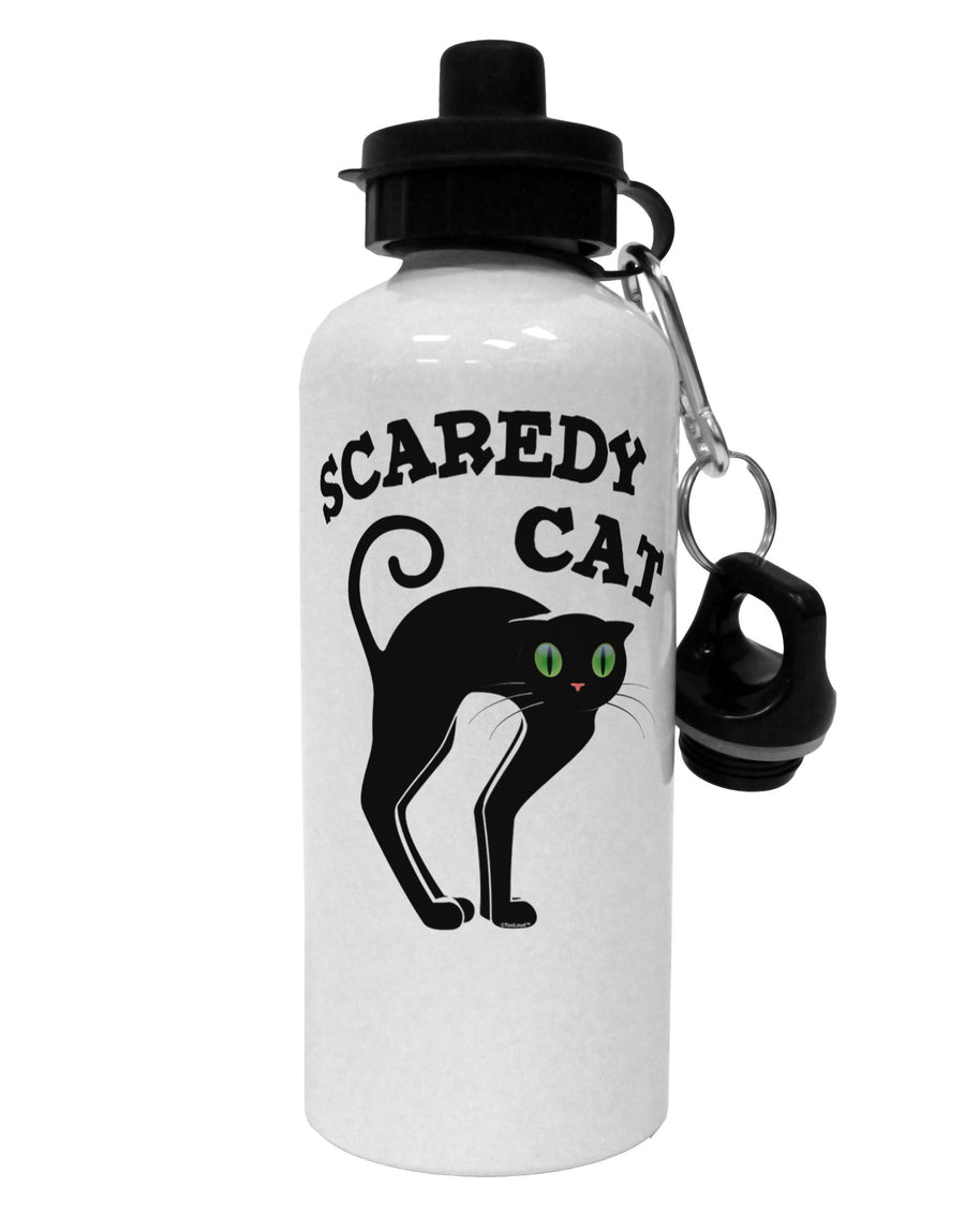 Cute Scaredy Cat Black Cat Halloween Aluminum 600ml Water Bottle-Water Bottles-TooLoud-White-Davson Sales