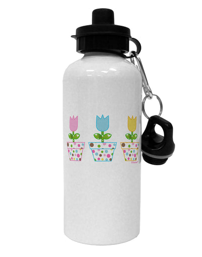 Three Easter Tulips Aluminum 600ml Water Bottle by TooLoud-Water Bottles-TooLoud-White-Davson Sales