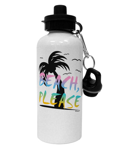 Beach Please - Summer Colors with Palm Trees Aluminum 600ml Water Bottle-Water Bottles-TooLoud-White-Davson Sales