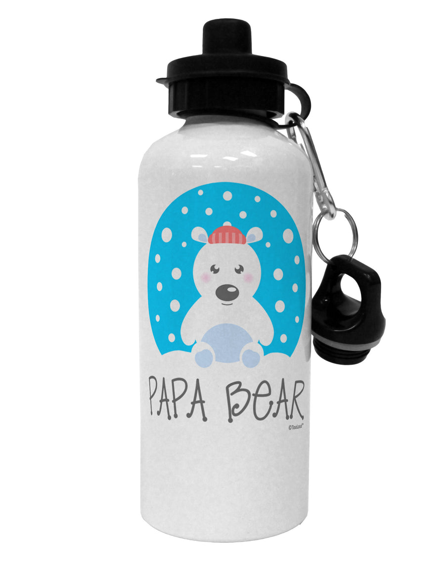 Matching Polar Bear Family - Papa Bear Aluminum 600ml Water Bottle by TooLoud-Water Bottles-TooLoud-White-Davson Sales