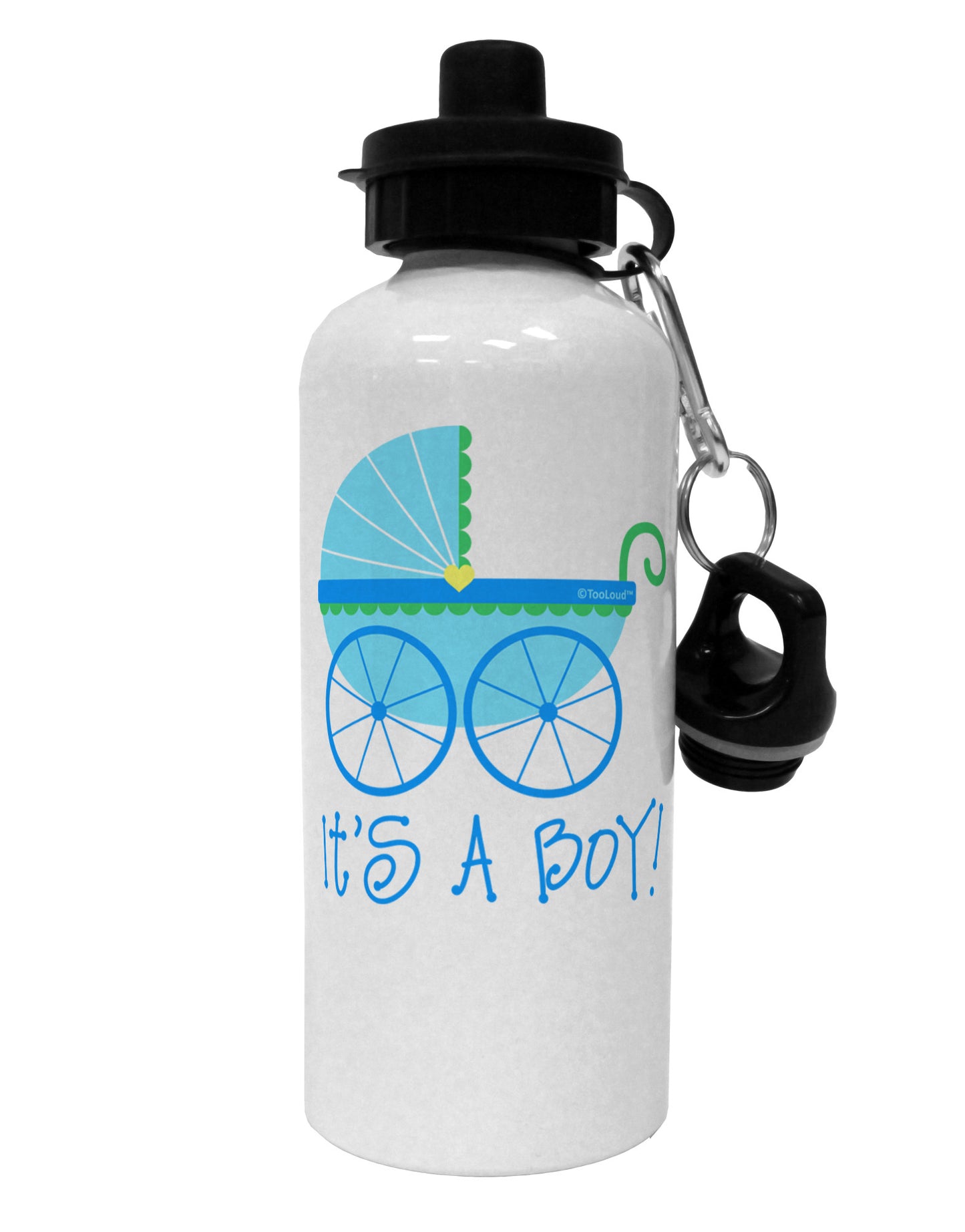 It's a Boy - Baby Boy Carriage Aluminum 600ml Water Bottle-Water Bottles-TooLoud-White-Davson Sales