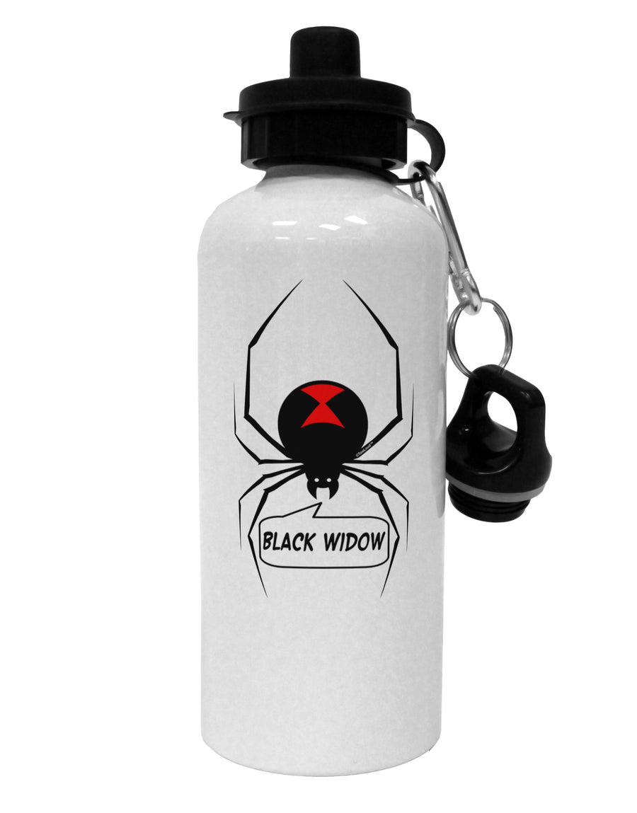 Black Widow Spider Design - Text Aluminum 600ml Water Bottle-Water Bottles-TooLoud-White-Davson Sales