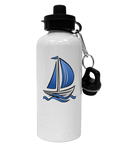 Blue Sailboat Aluminum 600ml Water Bottle-Water Bottles-TooLoud-White-Davson Sales