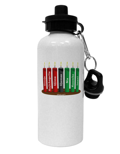 Kwanzaa Candles 7 Principles Aluminum 600ml Water Bottle-Water Bottles-TooLoud-White-Davson Sales