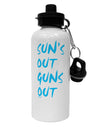 Suns Out Guns Out - Blue Aluminum 600ml Water Bottle-Water Bottles-TooLoud-White-Davson Sales