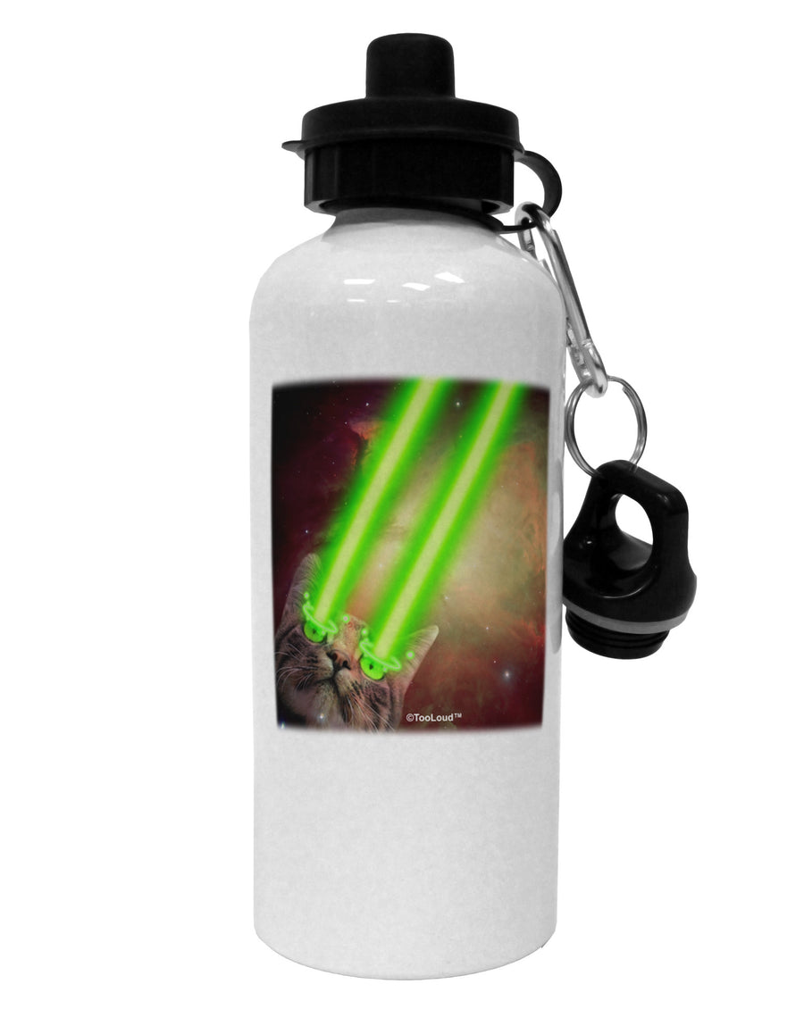 Laser Eyes Cat in Space Design Aluminum 600ml Water Bottle by TooLoud-Water Bottles-TooLoud-White-Davson Sales