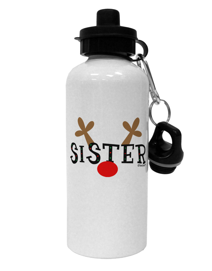 Matching Family Christmas Design - Reindeer - Sister Aluminum 600ml Water Bottle by TooLoud-Water Bottles-TooLoud-White-Davson Sales