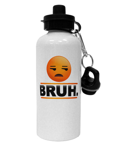 Bruh Emoji Aluminum 600ml Water Bottle-Water Bottles-TooLoud-White-Davson Sales