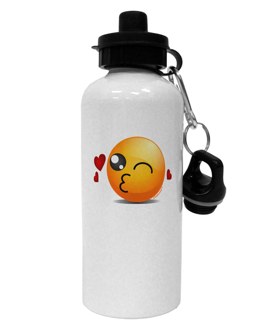 Kissy Face Emoji Aluminum 600ml Water Bottle-Water Bottles-TooLoud-White-Davson Sales
